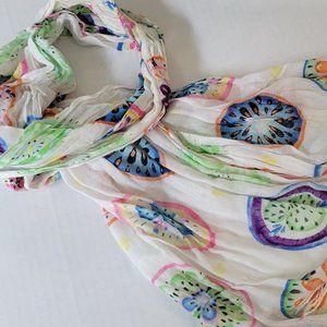 Disney sheer scarf Mickey Mouse and fruits pattern